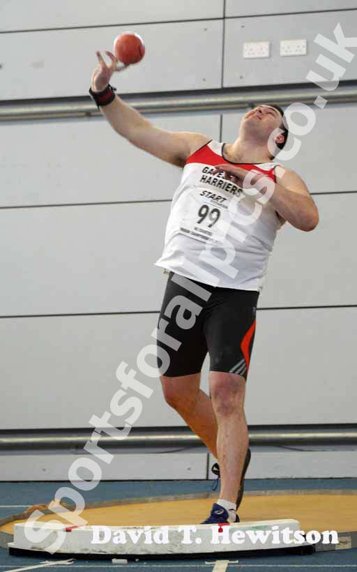Craig Sturrock (Gateshead) wins the senior mens shot.